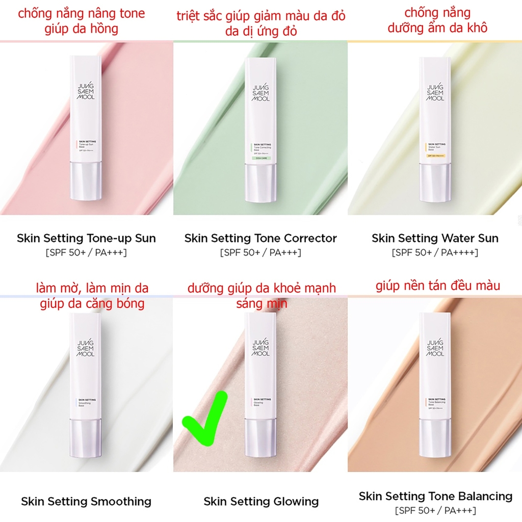 Kem lót JUNG SAEM mool skin setting glowing base 40ml #healthy glow (nhãn tím)
