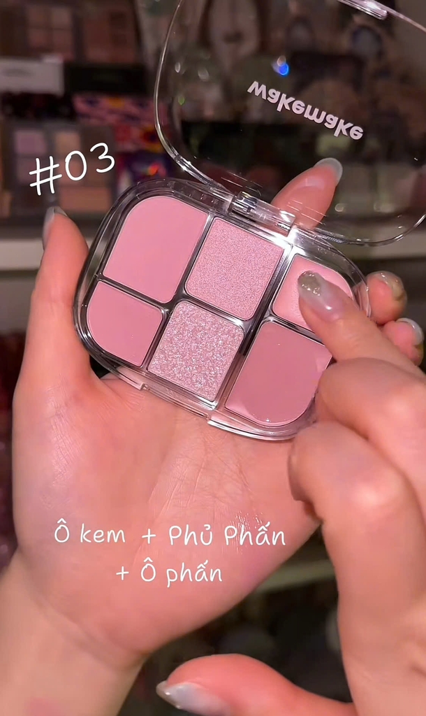 Phấn mắt + bắt sáng + má WAKEMAKE soft sheer 6ô - #02 lazy rose
