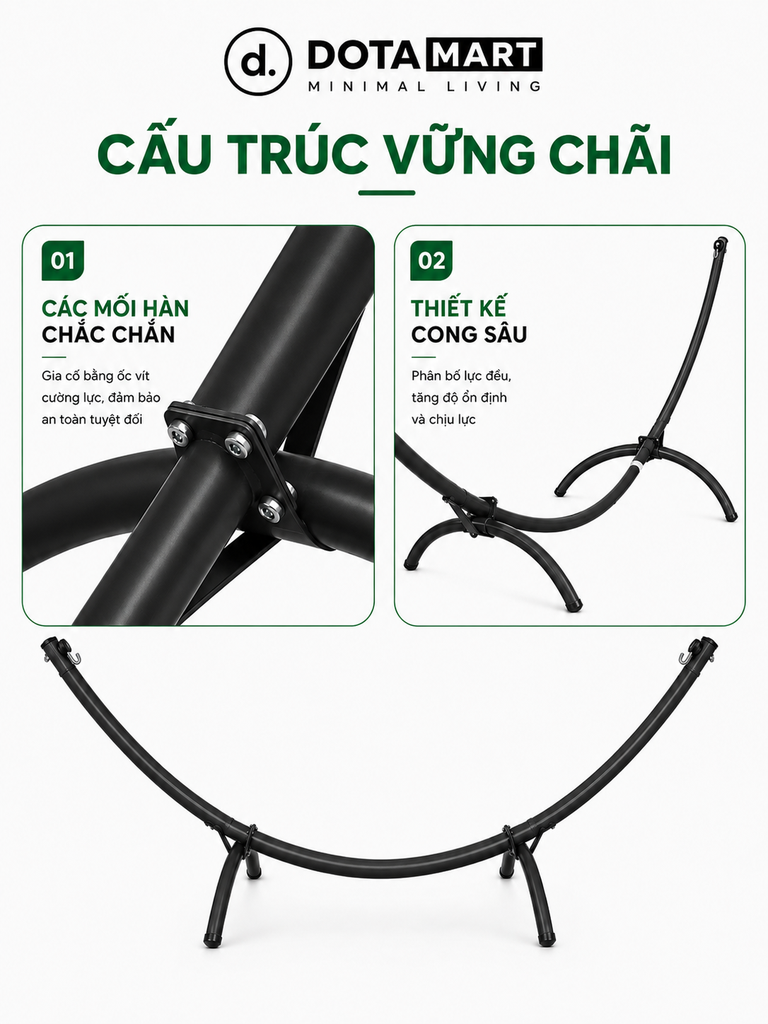 Võng Bán Nguyệt VDT01 DOTAMART - Võng Xếp Thế Hệ Mới Cao Cấp.....