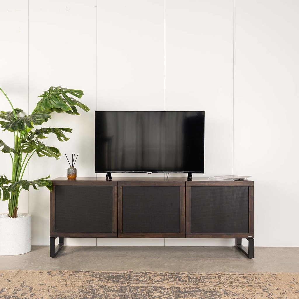 Tủ Kệ TiVi Gỗ KOLDING 702 – Gỗ Tràm Tự Nhiên, Chân Sắt Sơn Tĩnh Điện, Thiết Kế Tối Giản | Decoraz.vn