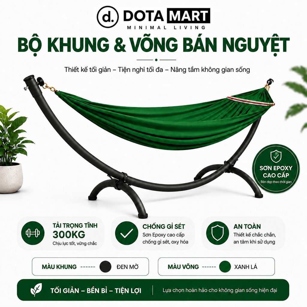 Võng Bán Nguyệt VDT01 DOTAMART - Võng Xếp Thế Hệ Mới Cao Cấp.....