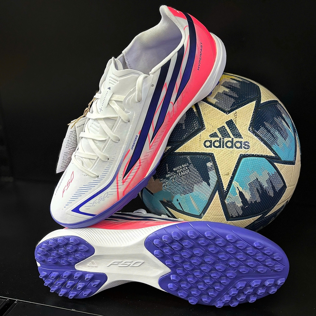 Giày Đá Bóng adidas F50 Hyperfast League TF - Trắng/Xanh/Đỏ - KJ3434