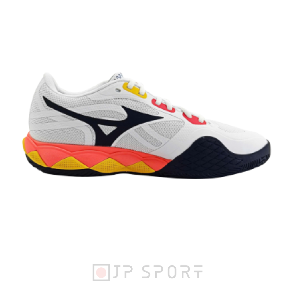 Giày Pickleball và Tennis Mizuno Wave Enforce Tour 2 AC Trắng/Cam/Vàng