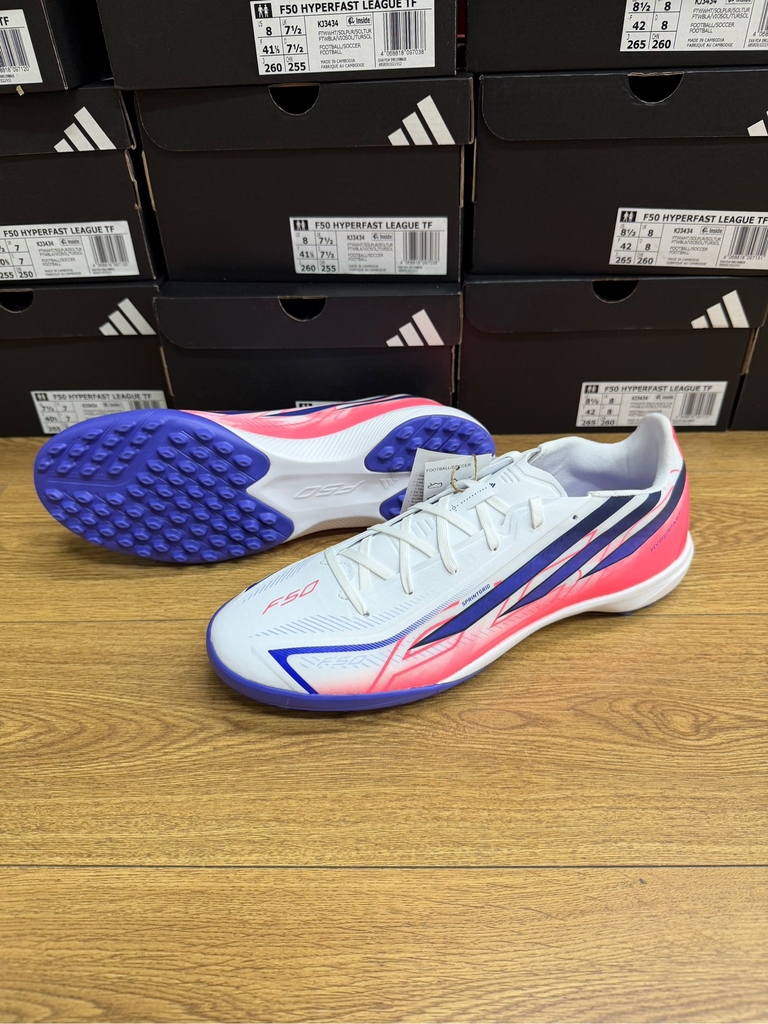 Giày Đá Bóng adidas F50 Hyperfast League TF - Trắng/Xanh/Đỏ - KJ3434