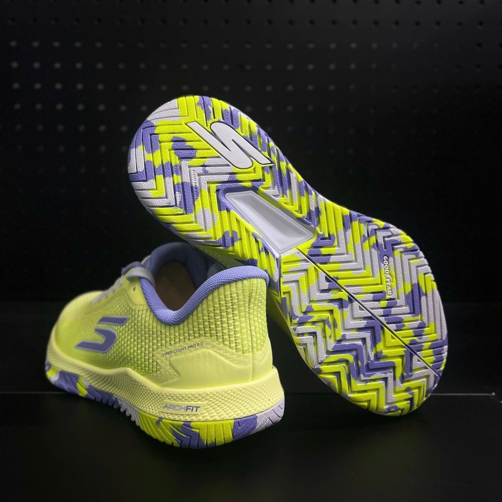 Giày Pickleball Skechers Viper Court Pro 2.0 Nữ – Xanh Chuối/Tím – 172109-LMLV