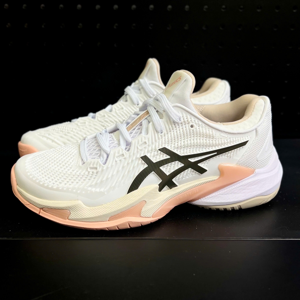 Giày Pickleball Nữ ASICS COURT FF 3 Trắng/Nâu Cà Phê – 1042A220-108