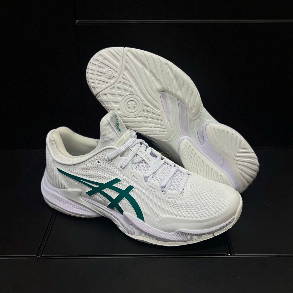 Giày Pickleball Nam ASICS COURT FF 3 Trắng Xanh Lá 1041A574-100
