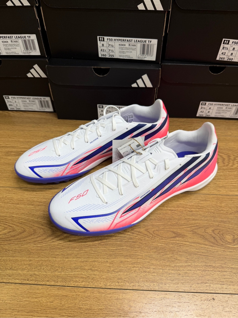Giày Đá Bóng adidas F50 Hyperfast League TF - Trắng/Xanh/Đỏ - KJ3434