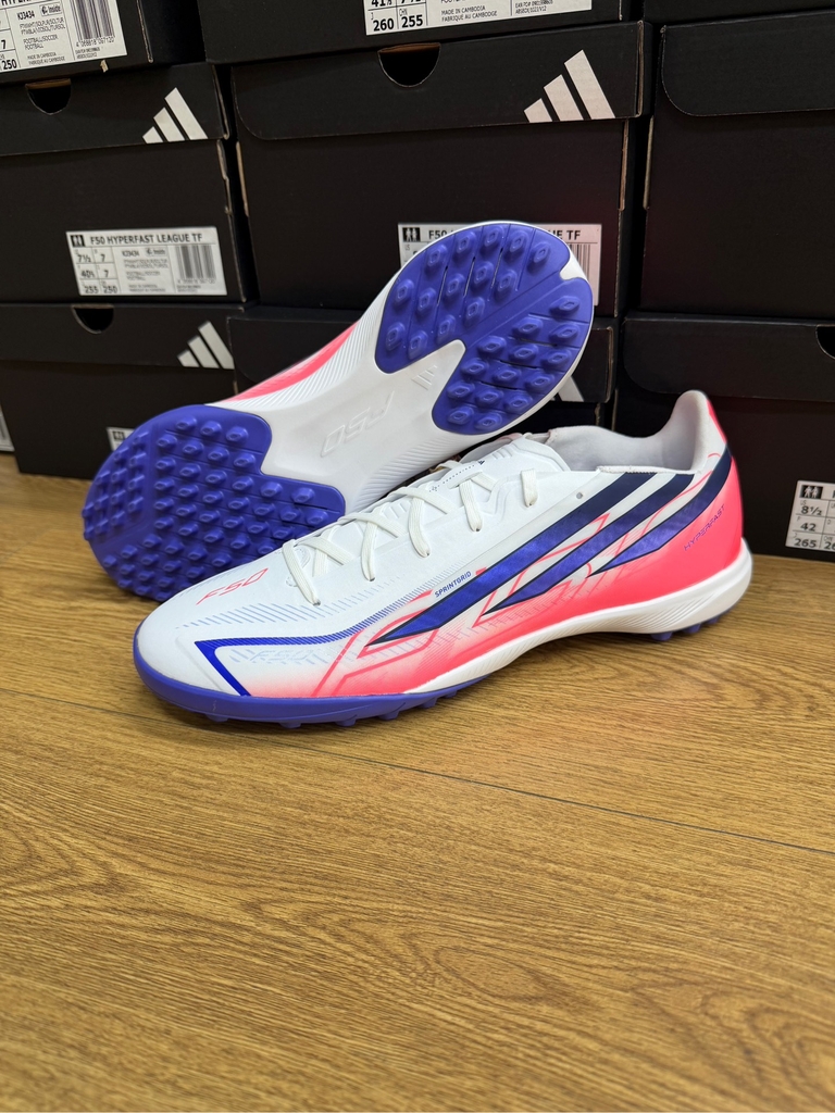 Giày Đá Bóng adidas F50 Hyperfast League TF - Trắng/Xanh/Đỏ - KJ3434