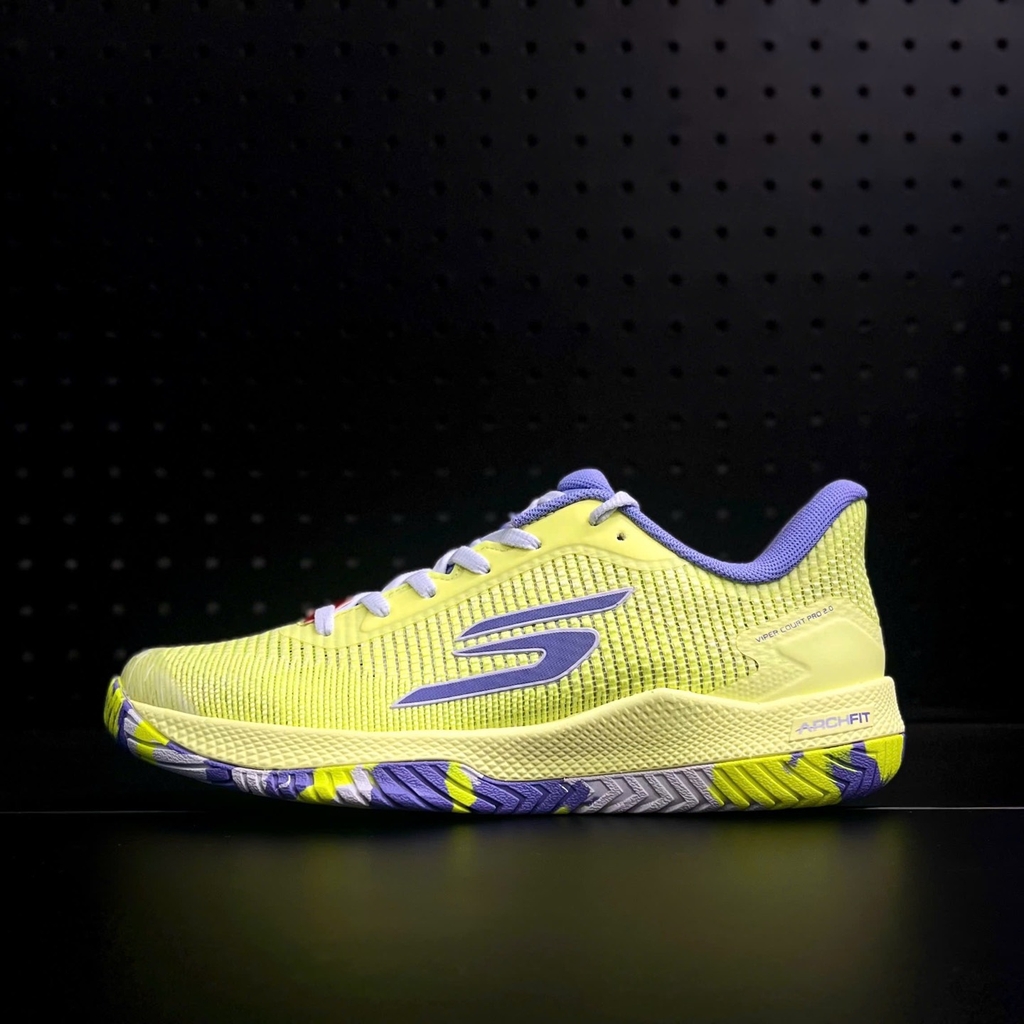 Giày Pickleball Skechers Viper Court Pro 2.0 Nữ – Xanh Chuối/Tím – 172109-LMLV