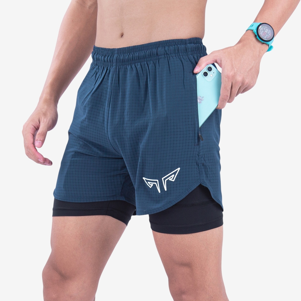 Quần 2 Lớp Thể Thao Chạy Bộ Nam Wolf Active Max Speed W195, Nhanh Khô, Nhẹ, Nhiều Túi