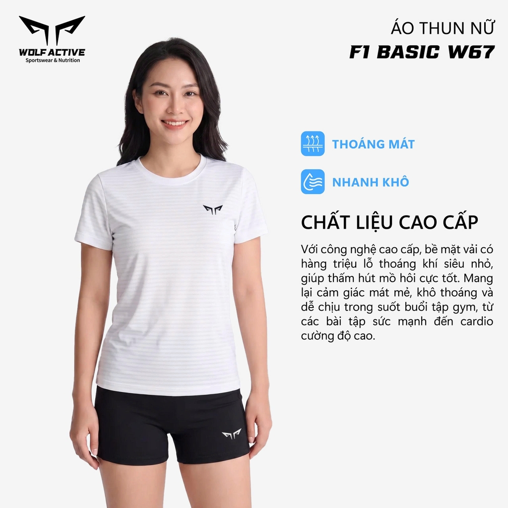 Áo Thể Thao Basic Nữ F1 Basic W67, Tập Gym, Chạy Bộ Chất Vải Active Max Cao Cấp, Mềm Mịn, Tôn Dáng