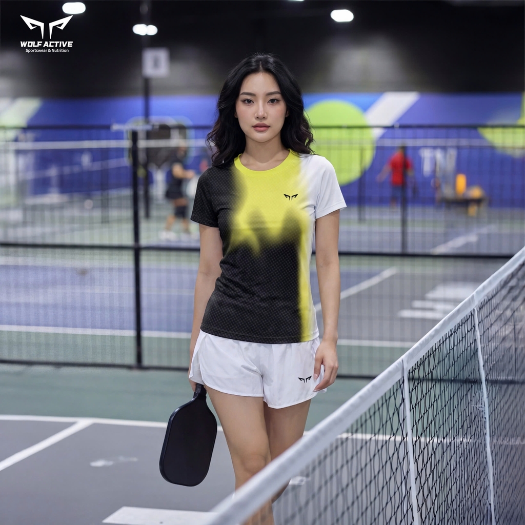 Áo Thun Thể Thao Nữ Pickleball Chạy Bộ Wolf Performance W295, Vải Siêu Nhẹ, Công Nghệ Quick Dry