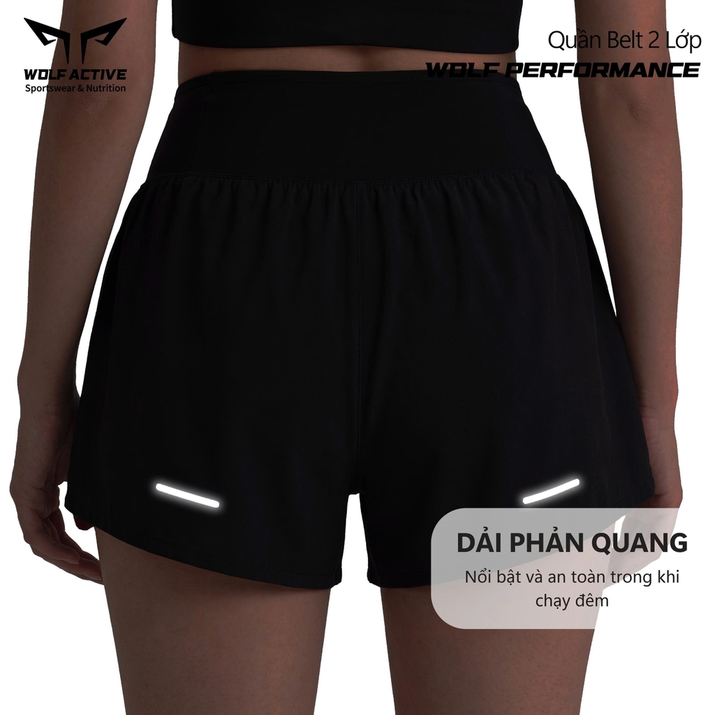 Quần Đai Belt Nữ 2 Trong 1 Wolf Performance W281, Quần Chạy Hiệu Suất Cao, Nhẹ, Thoáng