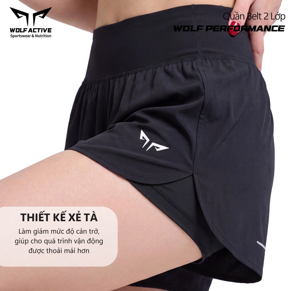 Quần Đai Belt Nữ 2 Trong 1 Wolf Performance W281, Quần Chạy Hiệu Suất Cao, Nhẹ, Thoáng