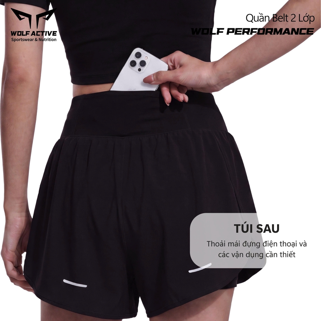 Quần Đai Belt Nữ 2 Trong 1 Wolf Performance W281, Quần Chạy Hiệu Suất Cao, Nhẹ, Thoáng