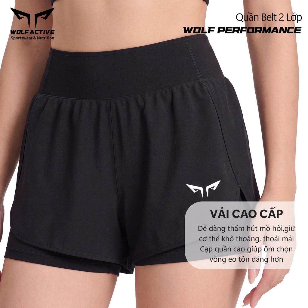 Quần Đai Belt Nữ 2 Trong 1 Wolf Performance W281, Quần Chạy Hiệu Suất Cao, Nhẹ, Thoáng