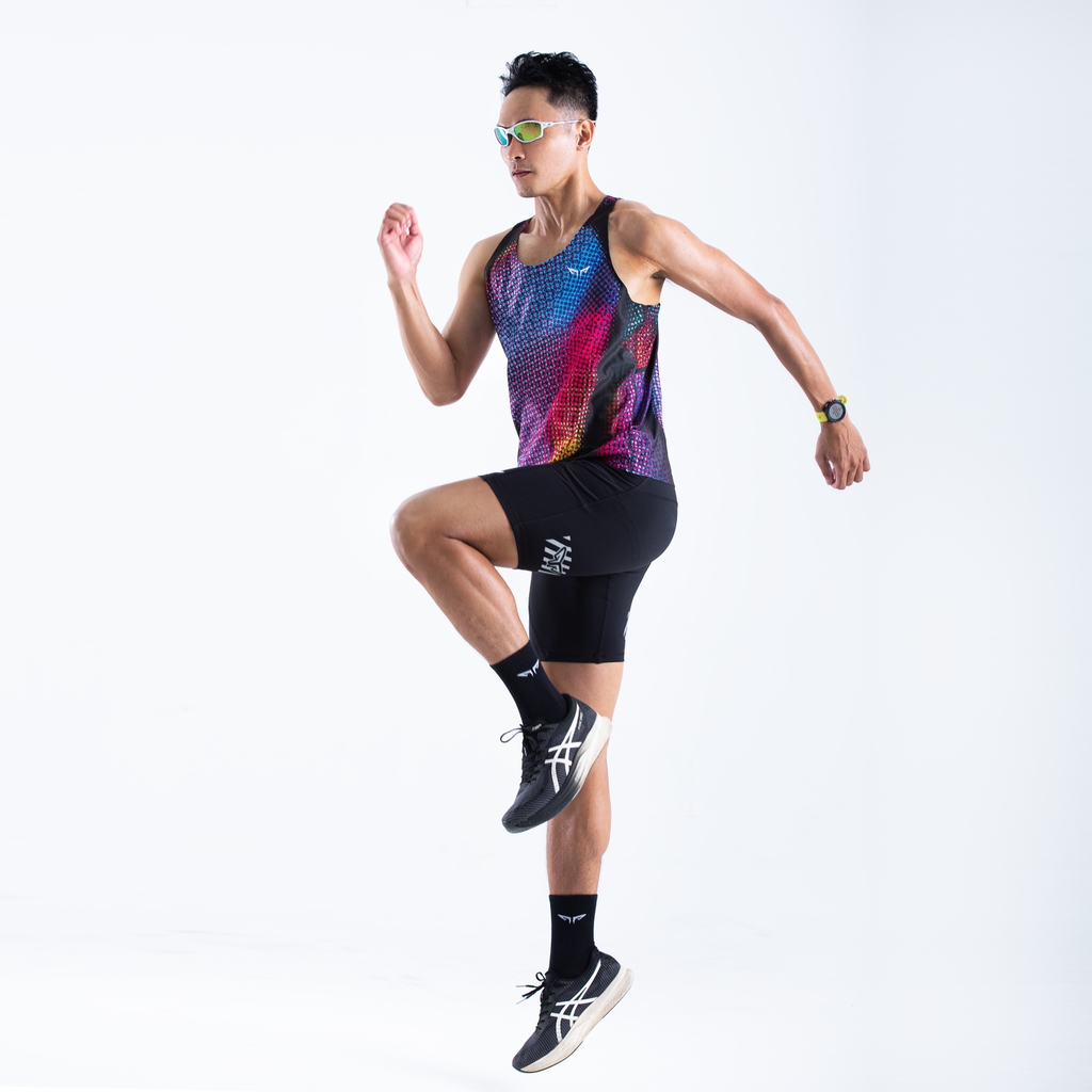 Áo Singlet Chạy Bộ Nam Premium Wolf Active Luminary W276, Công nghệ Seamless & Flatlock