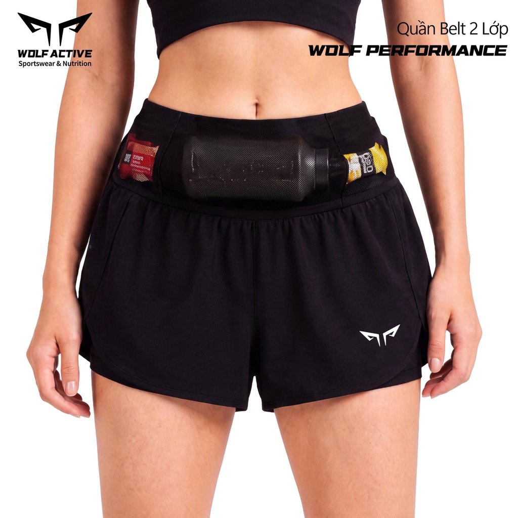 Quần Đai Belt Nữ 2 Trong 1 Wolf Performance W281, Quần Chạy Hiệu Suất Cao, Nhẹ, Thoáng