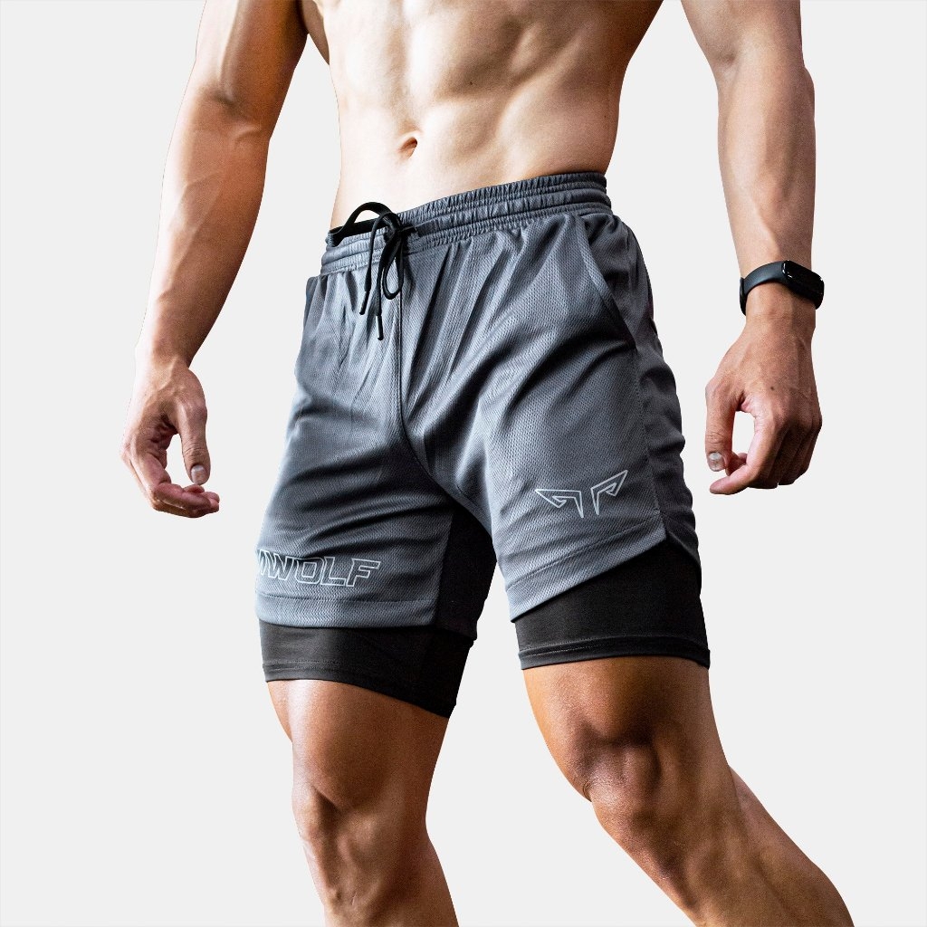 Quần Tập Gym 2 Lớp Wolf Active Fitpro W104, Quần Gym Nam 2 Lớp, Nhanh Khô, Co Giãn Thoải Mái