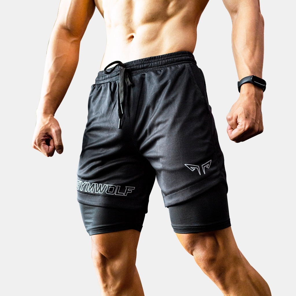 Quần Tập Gym 2 Lớp Wolf Active Fitpro W104, Quần Gym Nam 2 Lớp, Nhanh Khô, Co Giãn Thoải Mái