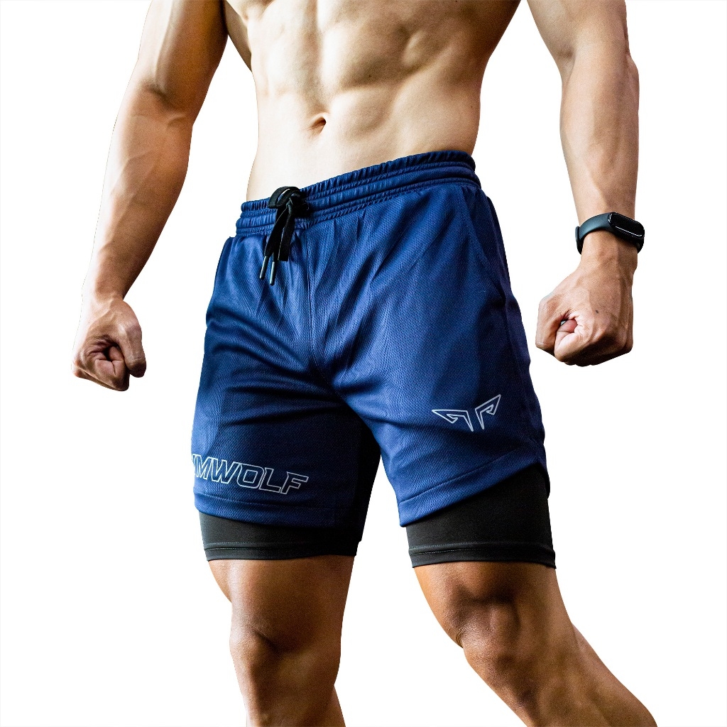 Quần Tập Gym 2 Lớp Wolf Active Fitpro W104, Quần Gym Nam 2 Lớp, Nhanh Khô, Co Giãn Thoải Mái