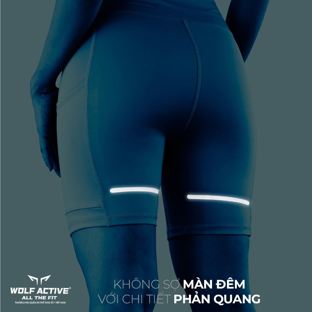 Quần Bó Cơ Chạy Bộ Nữ Wolf Active Compress Run 78, Quần Short Legging Cao Cấp, Co Giãn 4 Chiều