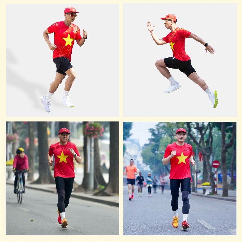Áo Chạy Bộ Nam Cờ Đỏ Sao Vàng W54, Chất Vải Active Max Cao Cấp, Mềm Mịn, Co Giãn 4 Chiều