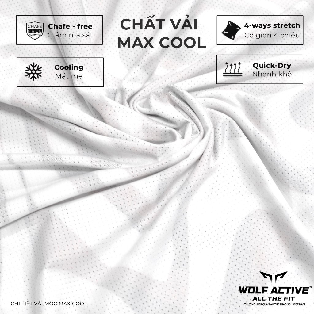 Áo Chạy Bộ Wolf Active Vượt Sóng 55, Chất Vải Maxcool Mềm Mịn, Thấm Hút Mồ Hôi, Co Giãn 4 Chiều