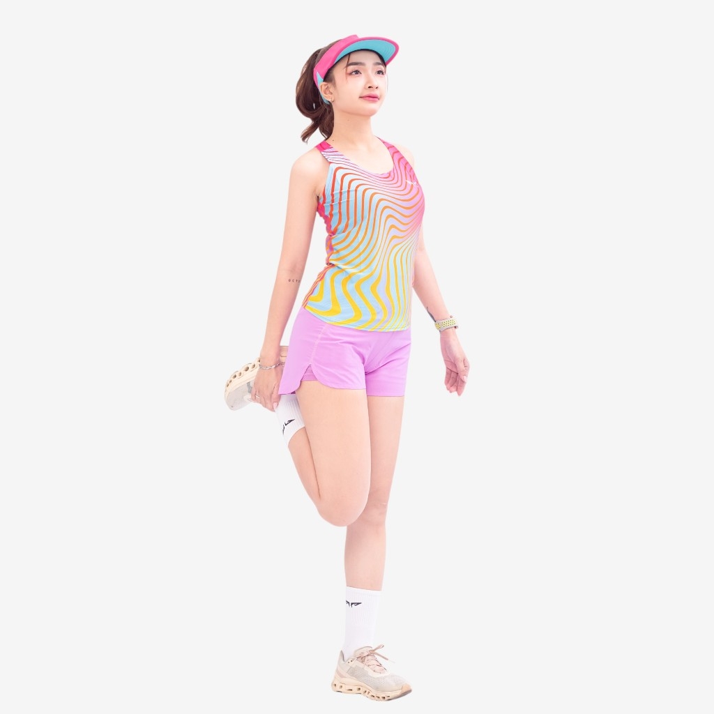Áo Singlet Chạy Bộ Nữ Wolf Active Vui Vẻ 2 W108, Áo Ba Lỗ Chạy Bộ Thoáng Khí, Siêu Nhẹ, Nhanh Khô