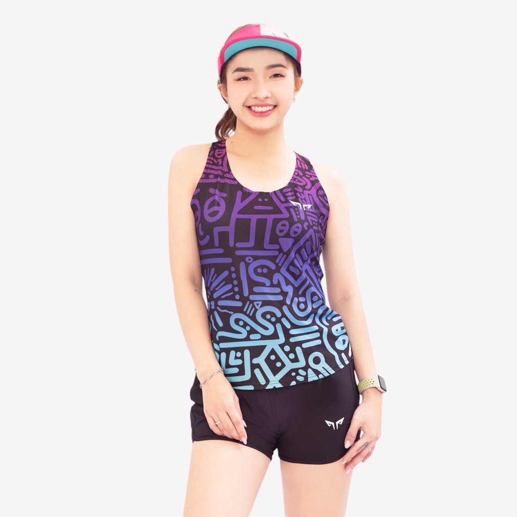 Áo Singlet Chạy Bộ Nữ Wolf Active Vui Vẻ 1 W107, Áo Ba Lỗ Chạy Bộ, Chất Vải Wolf Active Siêu Nhẹ