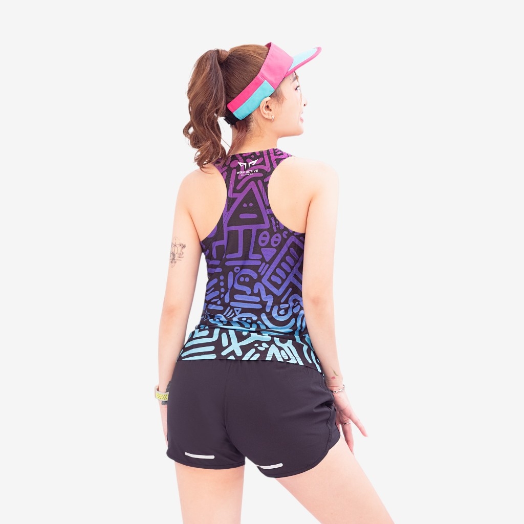 Áo Singlet Chạy Bộ Nữ Wolf Active Vui Vẻ 1 W107, Áo Ba Lỗ Chạy Bộ, Chất Vải Wolf Active Siêu Nhẹ
