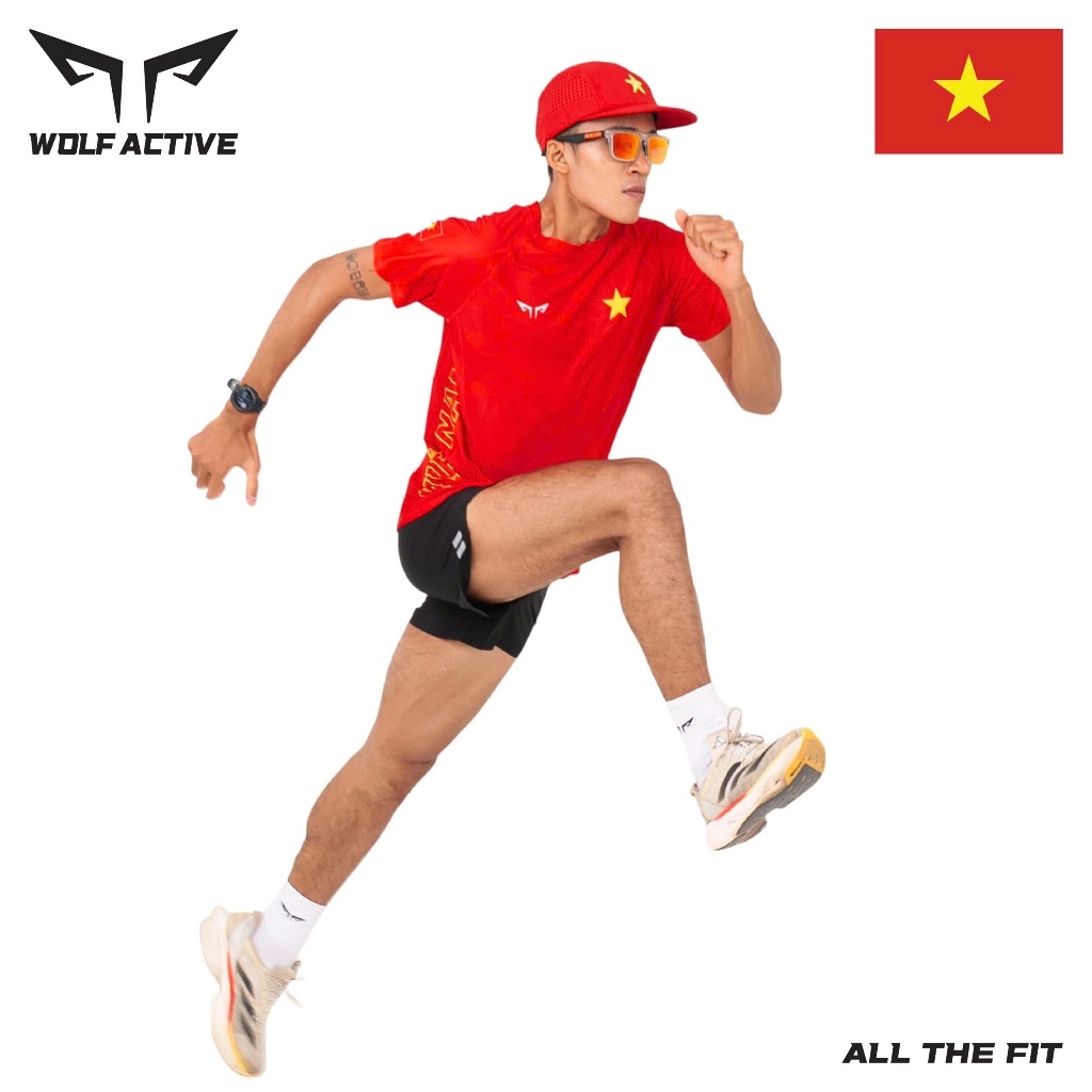 Áo Chạy Bộ Nam Nữ Wolf Active Cờ Đỏ Sao Vàng W234, Bứt Phá Đường Đua Với Tinh Thần Việt