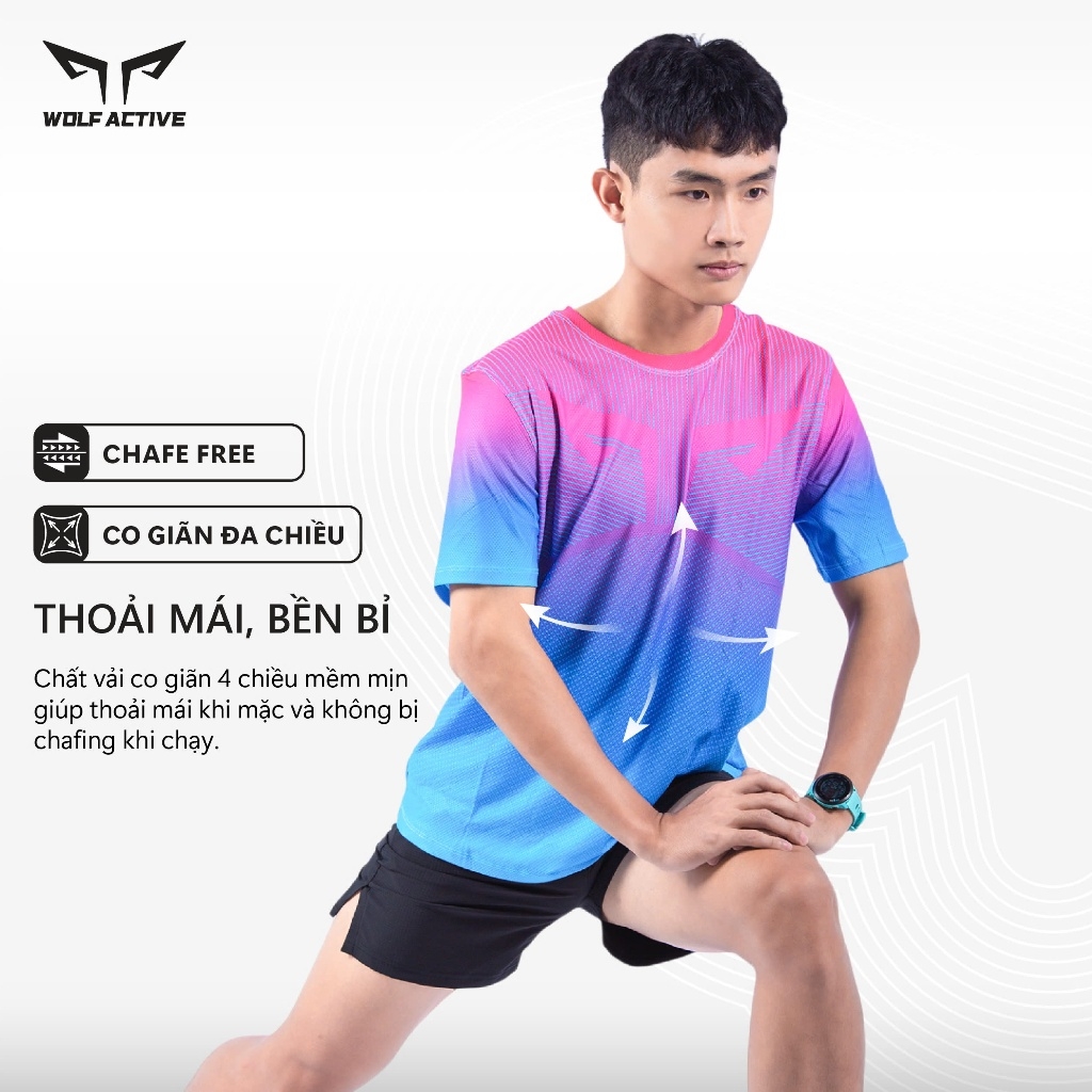Áo Thun Chạy Bộ Nam Wolf Active Run Original 33,Chất Vải Wolf Active Cao Cấp Siêu Nhẹ, Nhanh Khô