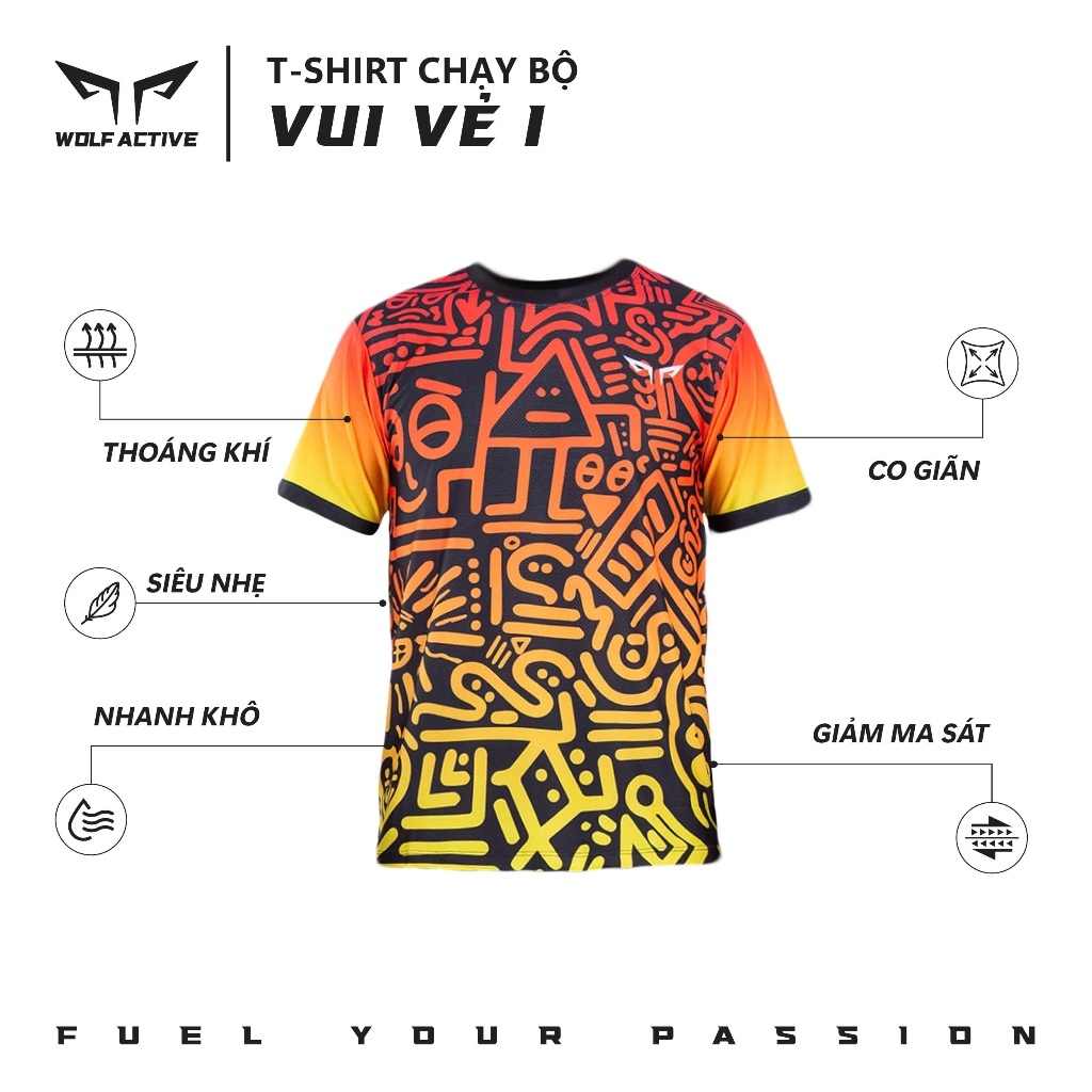 Áo Chạy Bộ Nam Wolf Active Vui Vẻ 1 W34, Chất Vải Wolf Active Cao Cấp Siêu Nhẹ, Nhanh Khô