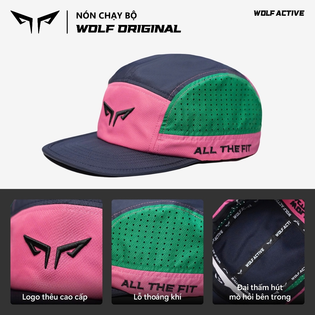 Nón Thể Thao Unisex Wolf Active Original 172B, Nón Chạy Bộ, Phối Màu (Hồng, Xanh lá, Xanh navy)