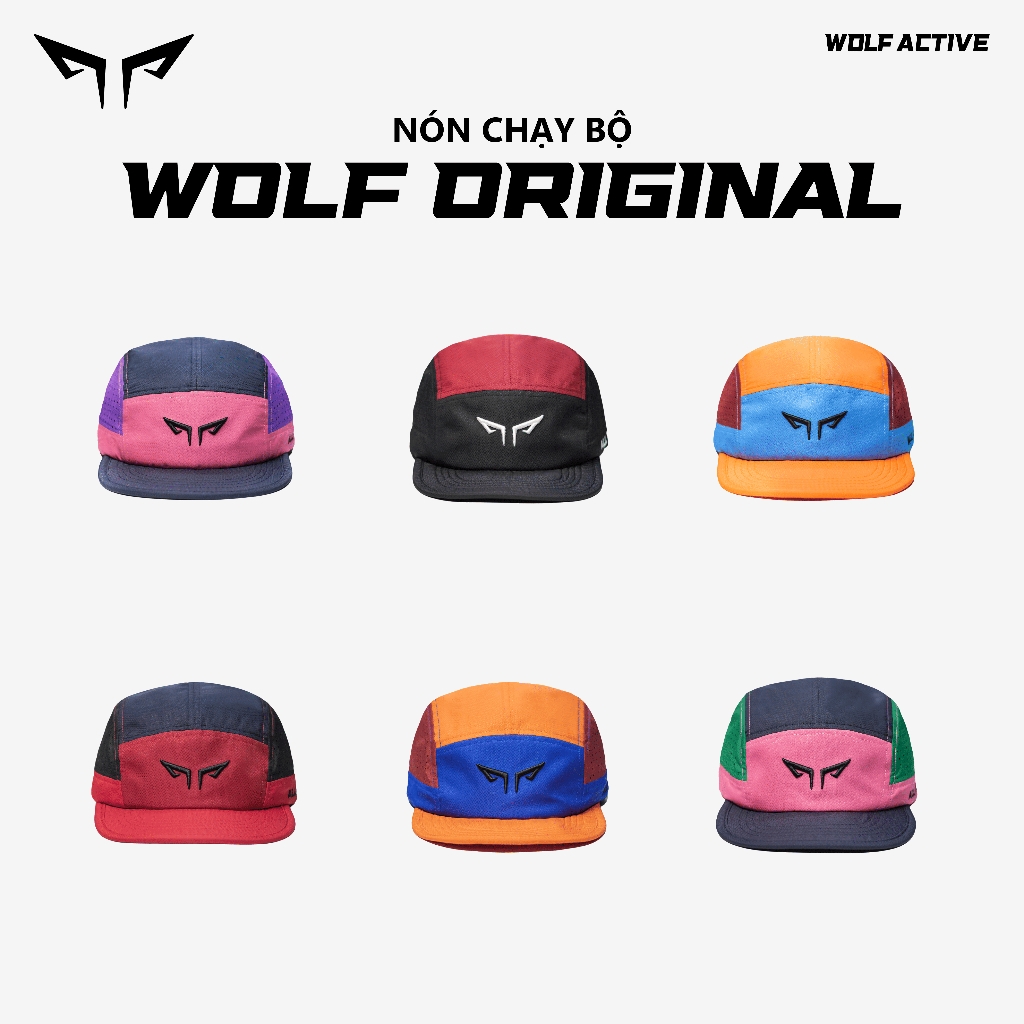 Nón Chạy Bộ Unisex Wolf Active Original 172E, Phối Màu (Đen, Đỏ Đô)