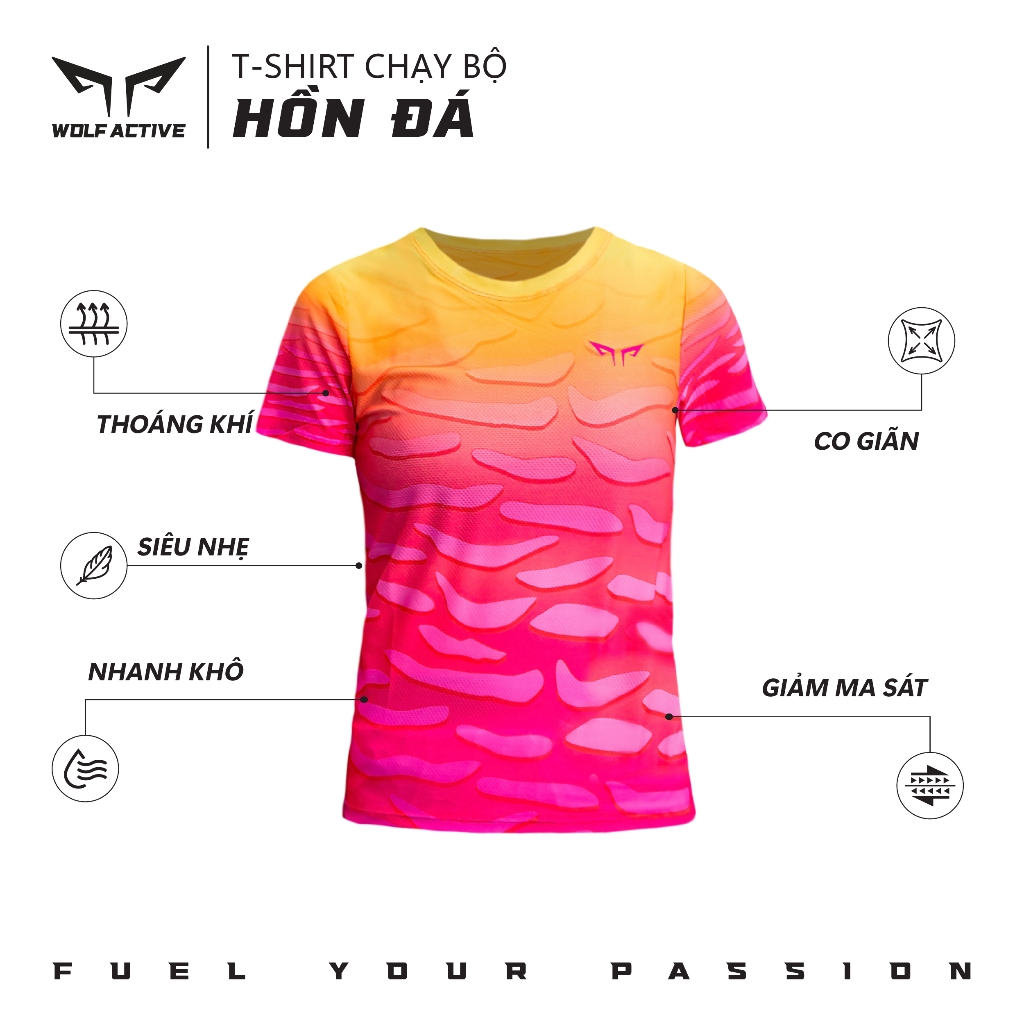 Áo Chạy Bộ Nữ Wolf Active Hồn Đá W101, Áo Chạy Bộ Cao Cấp, Vải Wolf Light Siêu Nhẹ, Co Giãn 4 chiều