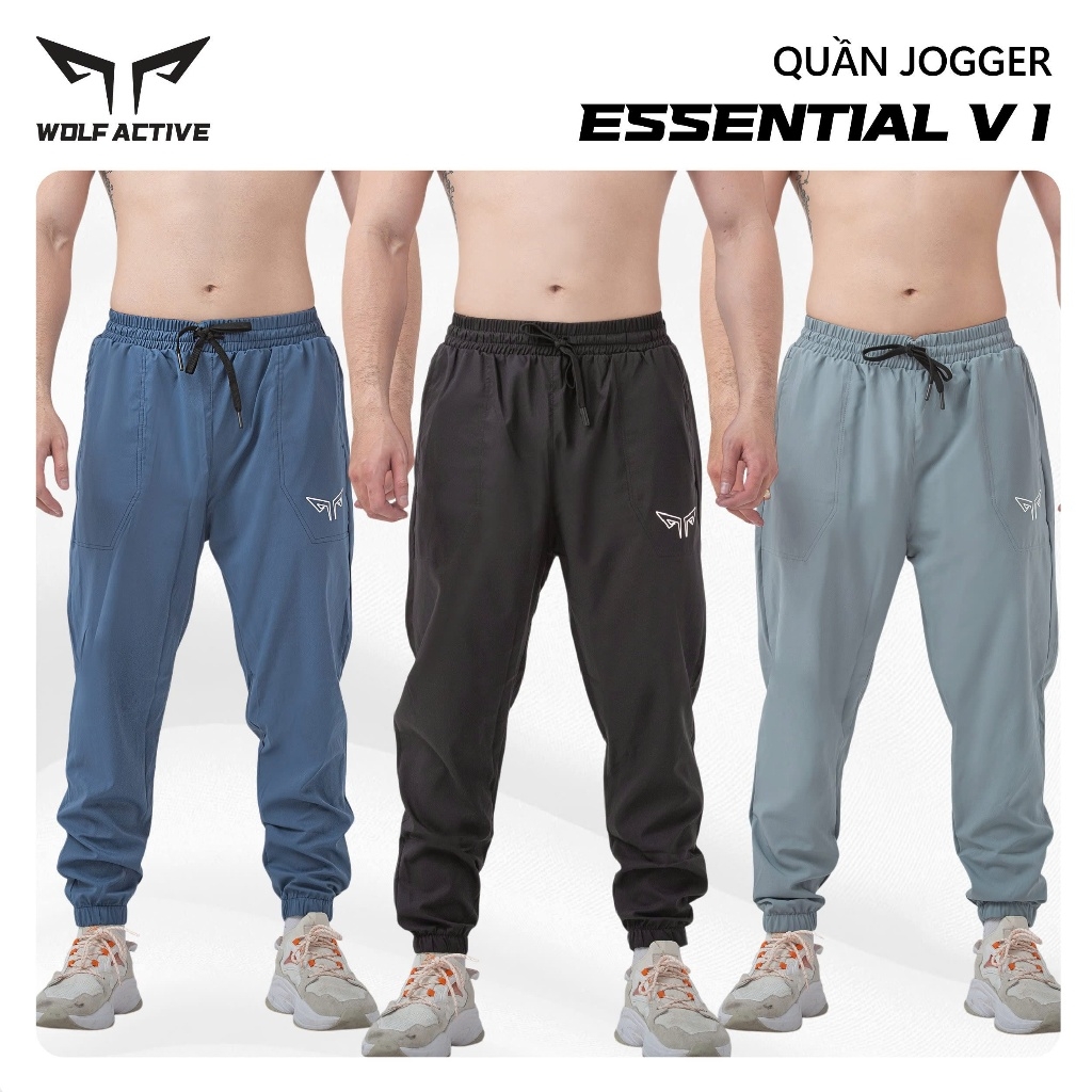 Quần Jogger Thể Thao Nam Wolf Active Essential W170, Chất Vải Siêu Nhẹ, Thoáng Khí, Mát Mẻ, Nhanh Khô