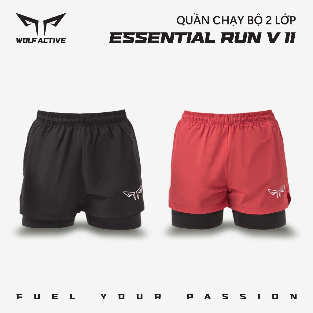 Quần Thể Thao 2 Lớp Nam Wolf Active Essential 175, Quần Tập Gym, Chạy Bộ, Cầu Lông , Thoải Mái Vận Động