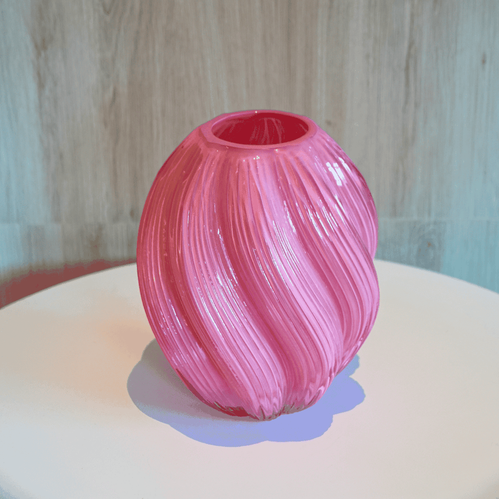 Rivius Calora – Bình Thủy Tinh Hồng San Hô Hình Xoắn