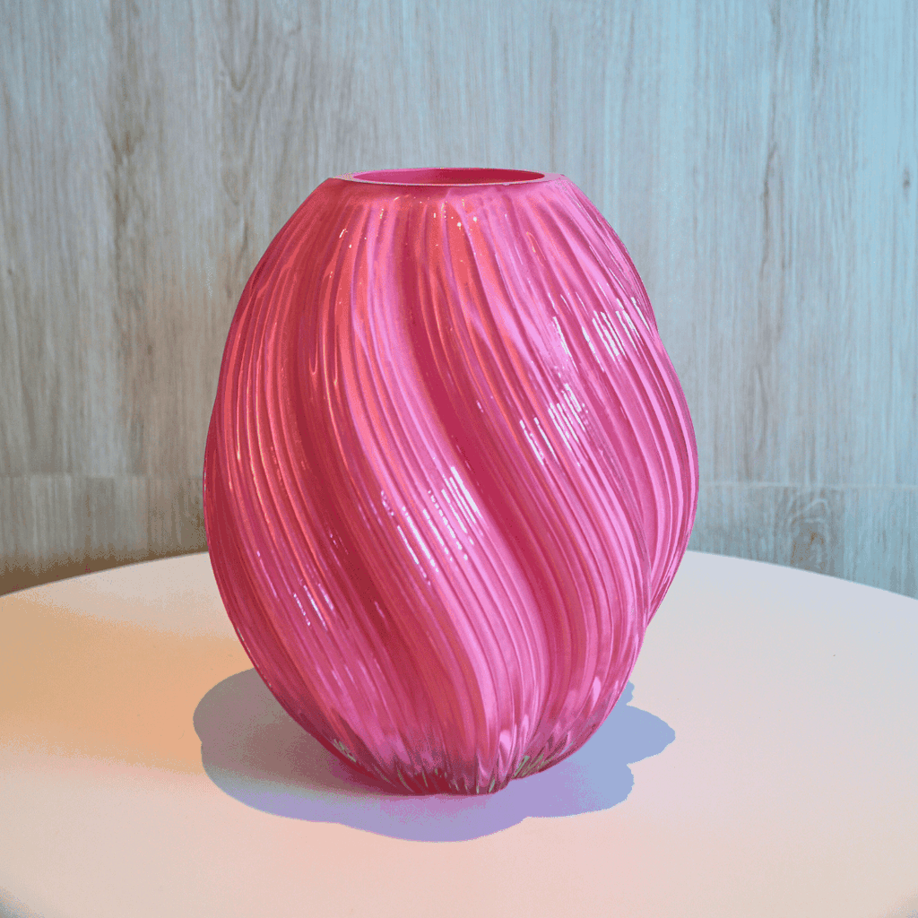 Rivius Calora – Bình Thủy Tinh Hồng San Hô Hình Xoắn