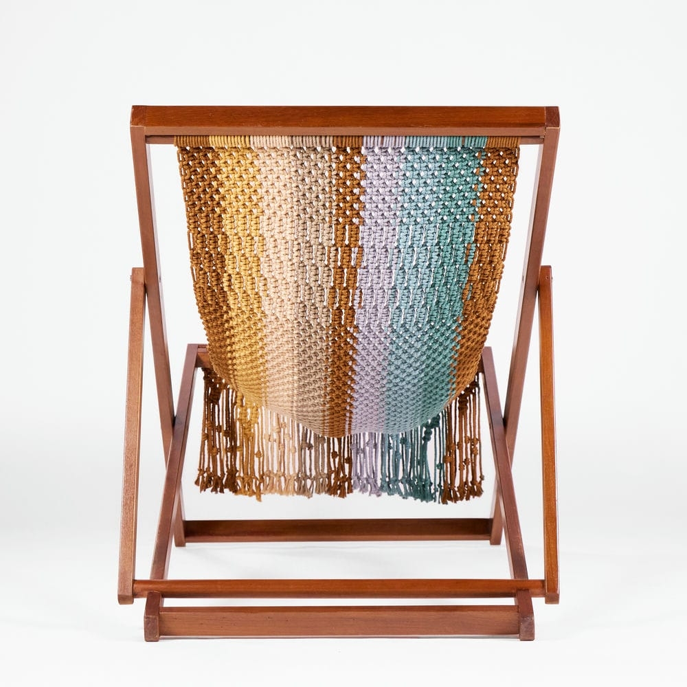 Rivius Prisma - Ghế Macrame gỗ gấp đan thủ công sắc cầu vồng Cỡ Lớn