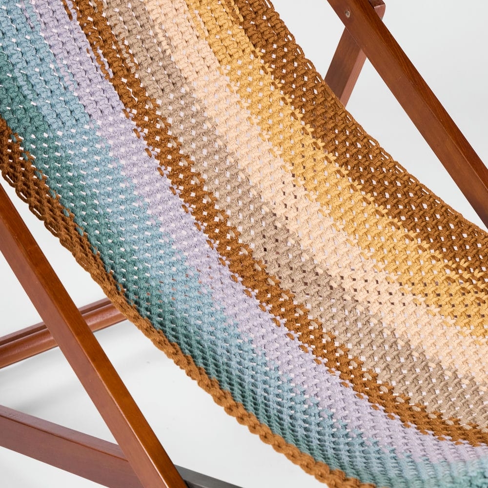 Rivius Prisma - Ghế Macrame gỗ gấp đan thủ công sắc cầu vồng Cỡ Lớn