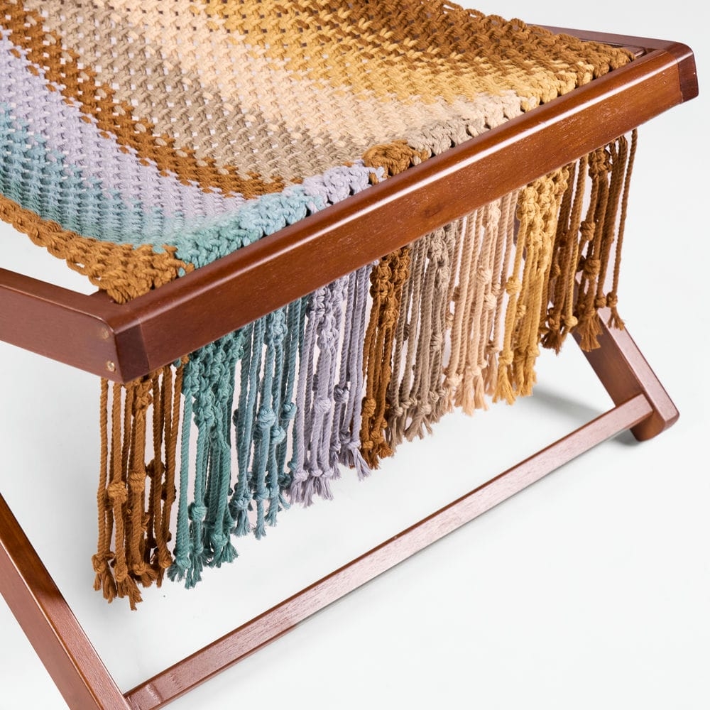 Rivius Prisma - Ghế Macrame gỗ gấp đan thủ công sắc cầu vồng Cỡ Lớn