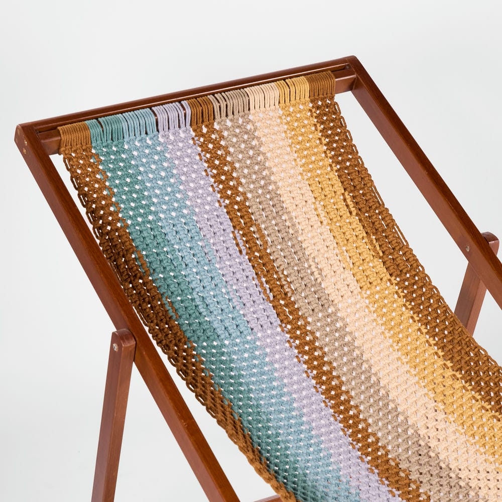 Rivius Prisma - Ghế Macrame gỗ gấp đan thủ công sắc cầu vồng Cỡ Lớn