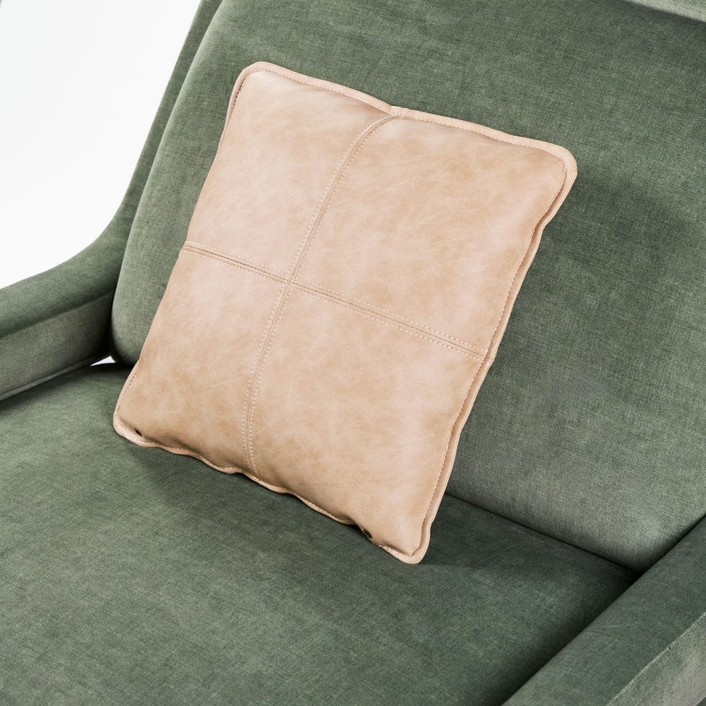 Rivius Pavona – Ghế Bành Điêu Khắc Bọc Vải Màu Xanh Rêu