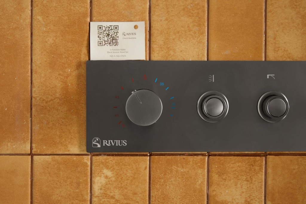 Rivius Aquanox – Bộ Vòi Sen Sắc Đen Với Bảng Điều Khiển Hiện Đại