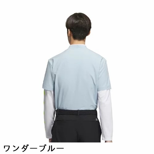 Áo Polo Golf Adidas Nam Chính Hãng - Mock Neck Layered EPW Graphic - Màu Trắng/Xanh| JapanSport HY0961