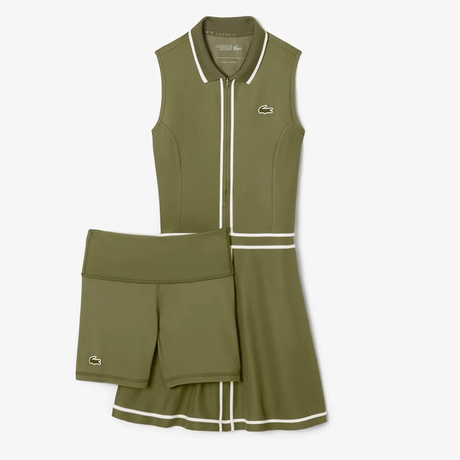 Váy Lacoste nữ ￼Chính Hãng - Lacoste Women's Ultra Dry Heritage Trim Golf Dress - Màu Xanh | JapanSport EF8581-51-6N7 nữ
